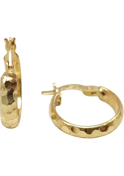 15.7mm Dövmeli Halka Küpe 14 Ayar Altın Hd Videolu