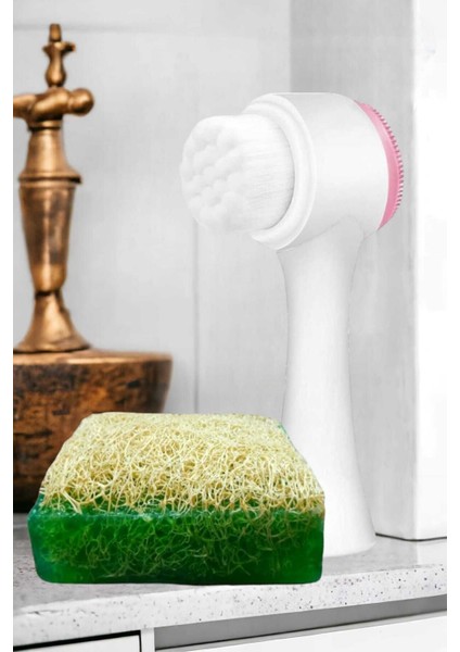 2'li Tüm Cilt Bakım Seti Kabak Lifli Çay Ağacı Sabun Çift Taraflı Yüz Temizleme Fırçası modelleri