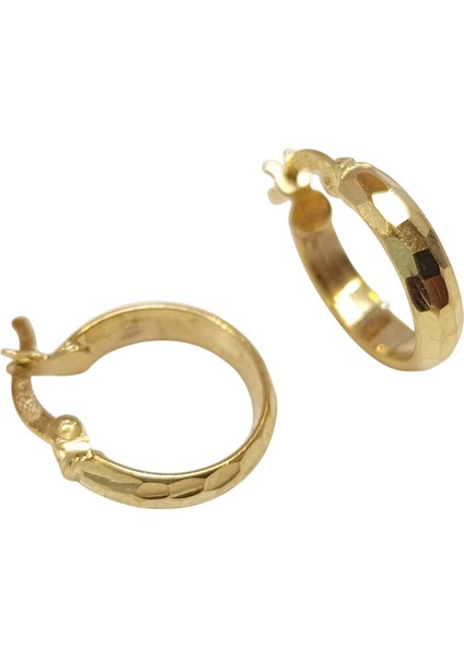 15.5mm Dövmeli Halka Küpe 14 Ayar Altın Hd Videolu