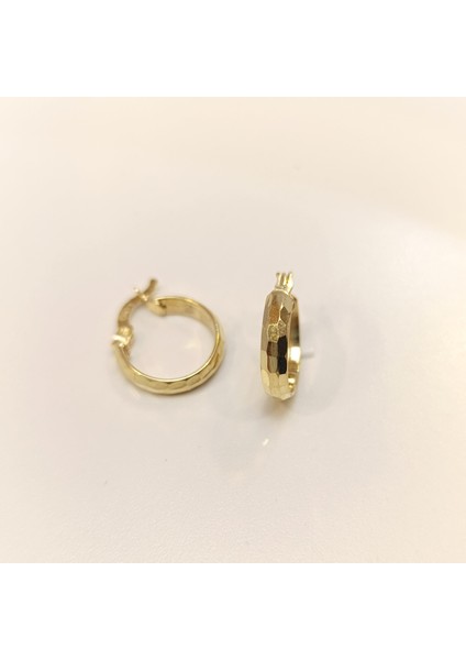 15.5mm Dövmeli Halka Küpe 14 Ayar Altın Hd Videolu modelleri