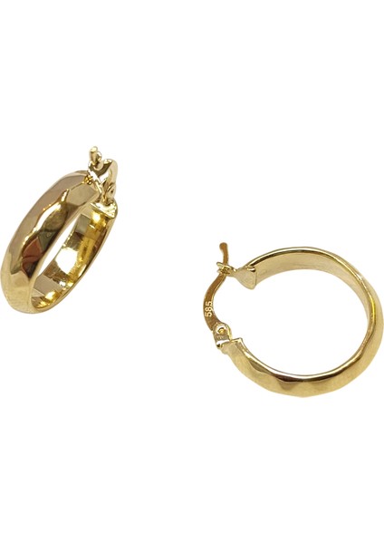 19,5mm Dövmeli Halka Küpe 14 Ayar Altın Hd Videolu