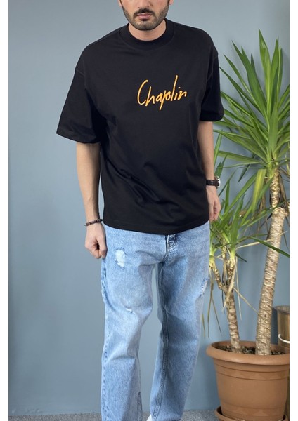 Van Gogh Baskılı Bisiklet Yaka Oversize Siyah Tişört fiyatları