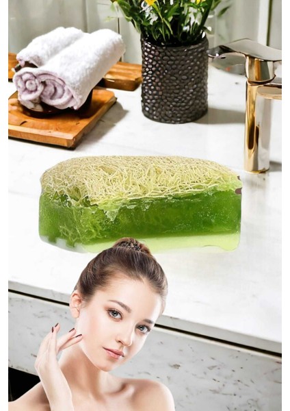 2'li Cilt Bakım Kabak Lifli Keçi Sütü Aloe Vera Sabun Çift Taraflı Yüz Temizleme Fırçası indirimleri