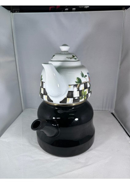 Miss Betty Emaye Desenli Çaydanlık Porselen Demlikli Büyük Boy fiyatları