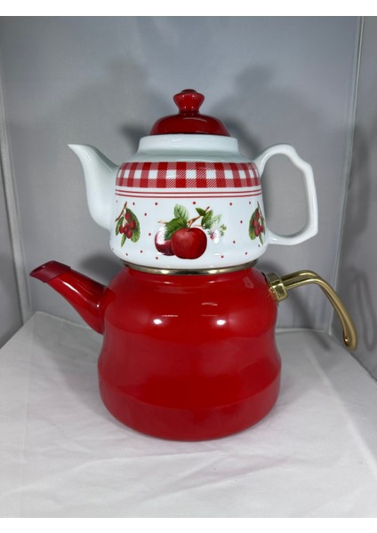 Miss Betty Emaye Desenli Çaydanlık Porselen Demlikli Büyük Boy