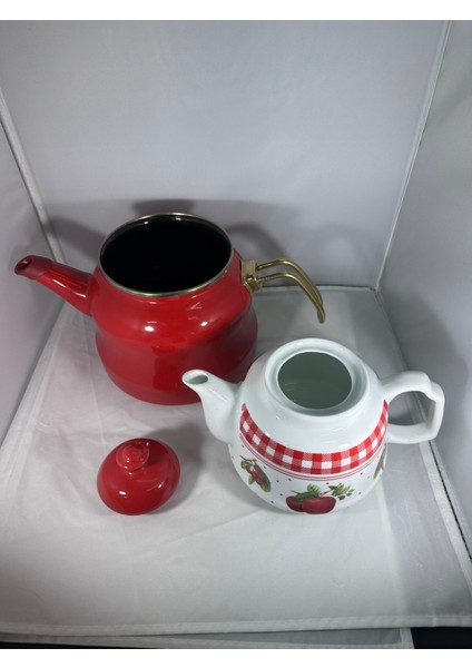 Miss Betty Emaye Desenli Çaydanlık Porselen Demlikli Büyük Boy indirimleri