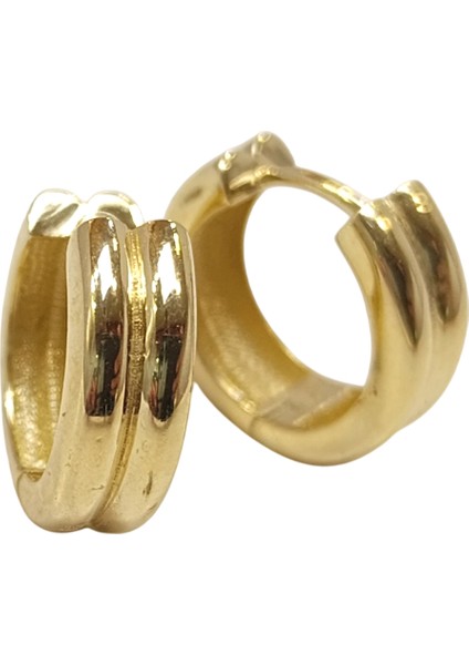 16.7mm Ikili Klasik Halka Küpe 14 Ayar Altın Hd Videolu