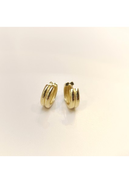 16.7mm Ikili Klasik Halka Küpe 14 Ayar Altın Hd Videolu modelleri