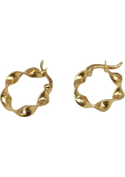 15MM Burgu Halka Küpe 14 Ayar Altın Hd Videolu