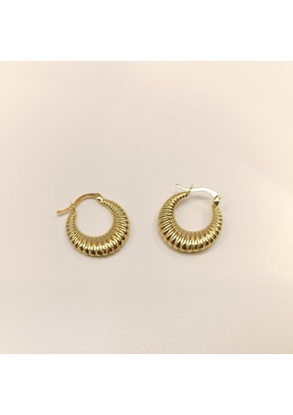 19.4mm Istiridye Halka Küpe 14 Ayar Altın Hd Videolu modelleri