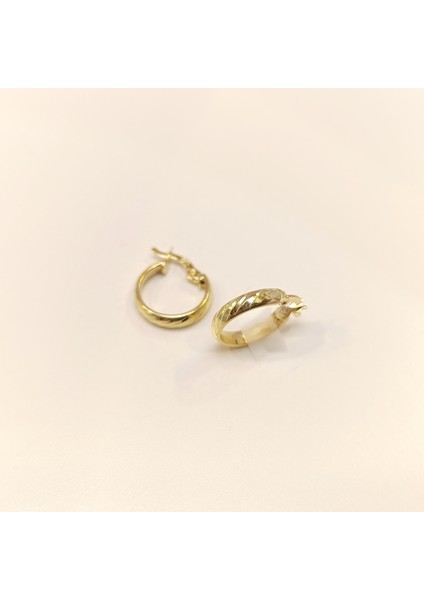 16.5mm Burgu Çizgili Halka Küpe 14 Ayar Altın Hd Videolu fiyatları