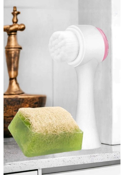 2'li Tüm Cilt Bakım Seti Kabak Lifli Avokado Sabun Çift Taraflı Yüz Temizleme Fırçası modelleri