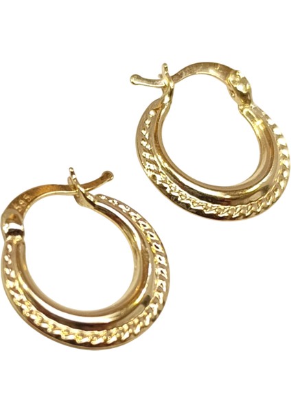 15MM Tırtıklı Halka Küpe 14 Ayar Altın Hd Videolu