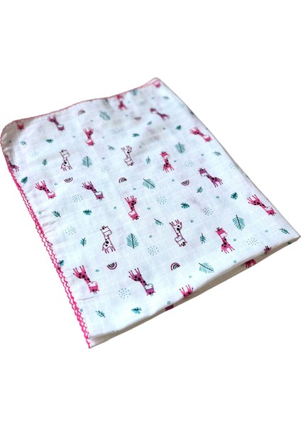 Minika Çok Amaçlı Müslin Örtü Pembe Zürafa 80 x 90 cm Yenidoğan Örtü Bez modelleri