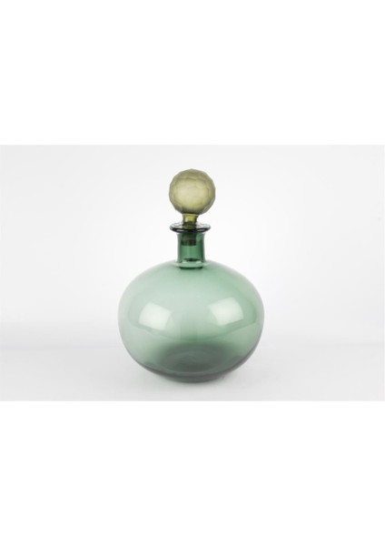 Virella Yeşil Cam Kapaklı Vazo 26X36CM