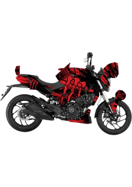 Bajaj Dominar Monster Energy Design Kırmızı - Siyah Renkli Sticker Set Kaplama