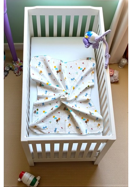 Minika Çok Amaçlı Müslin Mavi Ceylan 80 x 90 cm Yenidoğan Örtü Bez