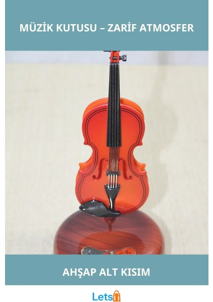 Estetik Ahşap Keman Müzik Kutusu Nostaljik Melodi