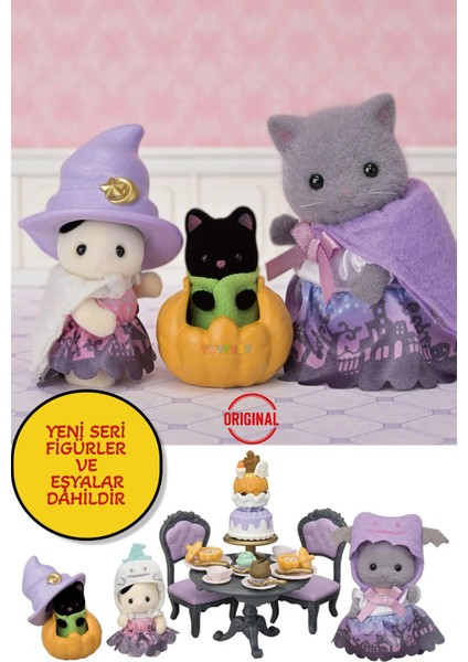 Sylvanian Families Cadılar Bayramı Sürpriz Parti Seti Iran Kedisi Kız Smokinli Kedi Bebek Gece Kedi