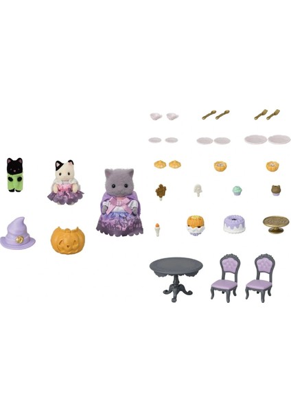 Sylvanian Families Cadılar Bayramı Sürpriz Parti Seti Iran Kedisi Kız Smokinli Kedi Bebek Gece Kedi modelleri