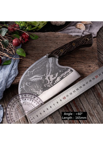 Cravus Almazan Şef Satırı – El Yapımı Şef & Kamp Doğrama Bıçağı, Doğal Ahşap Wenge Sap, Deri Kılıf Dahil fiyatları