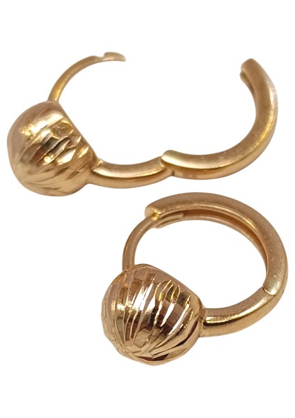 17MM Top Halka Küpe 14 Ayar Altın Hd Videolu