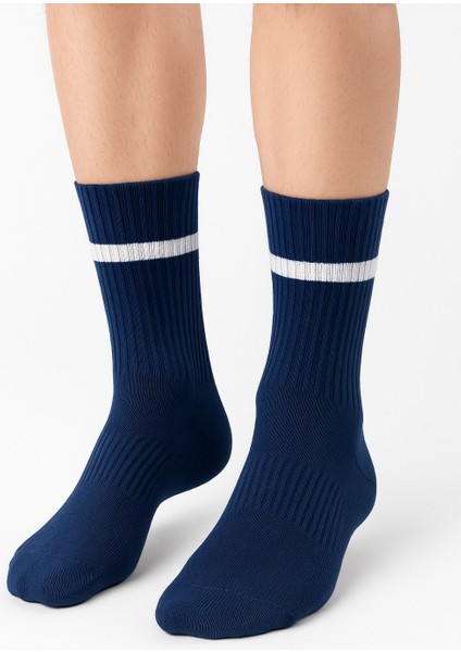 Erkek Lacivert Soket Çorap 2’li Set – Çizgili Pamuklu Spor ve Günlük Kullanım – Plus Scorpion modelleri