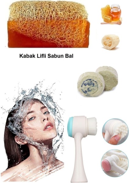 3'lü Cilt Yenileme Siyah Nokta Yüz Temizleme Fırçası Arındırıcı Peeling Kabak Lifli Ballı Sabun fırsatları