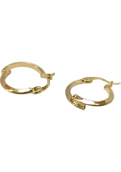 16MM Klasik Ikili Piramit Ray Halka Küpe 14 Ayar Altın Hd Videolu