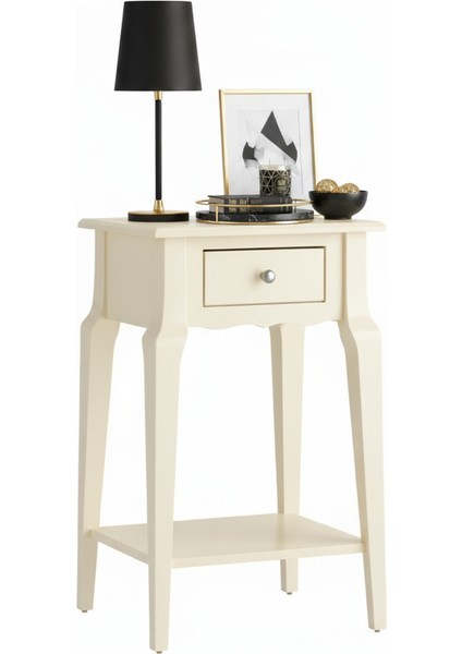 Masif Konik Krem Raflı Komodin - Mini Dresuar modelleri