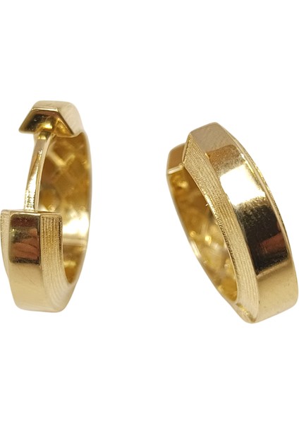 20.58MM Çizgili Ray Halka Küpe 14 Ayar Altın Hd Videolu