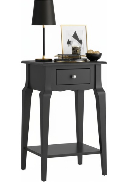 Masif Konik Antrasit Raflı Komodin - Mini Dresuar modelleri