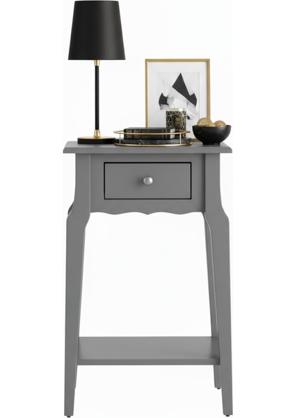 Masif Konik Gri Raflı Komodin - Mini Dresuar fiyatları