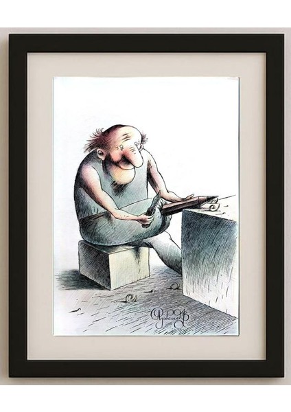 Arkadi Saltykov 29X21CM Orijinal Karikatür Tablo