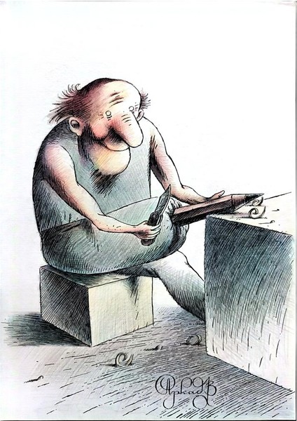 Arkadi Saltykov 29X21CM Orijinal Karikatür Tablo modelleri
