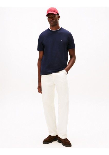 Bisiklet Yaka Mavi Erkek T-Shirt MW0MW41498DW5_RWB Pıque Tee