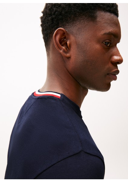 Bisiklet Yaka Mavi Erkek T-Shirt MW0MW41498DW5_RWB Pıque Tee modelleri