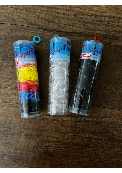 3 Kutu Tüp Içinde Renkli Siyah Şeffaf Saç Örgü Lastiği Perma Ince Lastik Toka