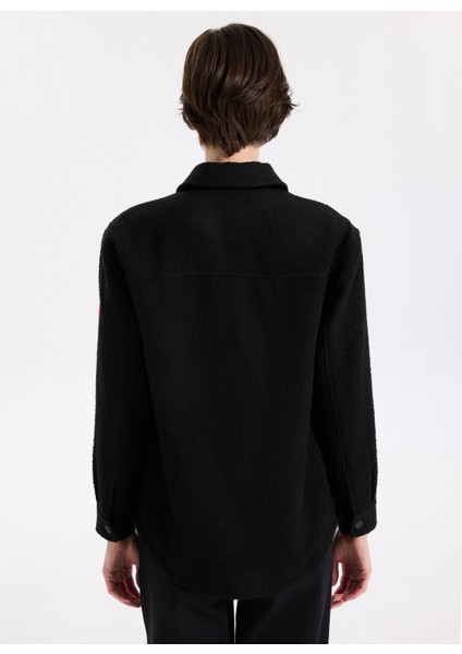 D5WL-GML3584 Siyah Relaxed Düz Kadın Gömlek modelleri