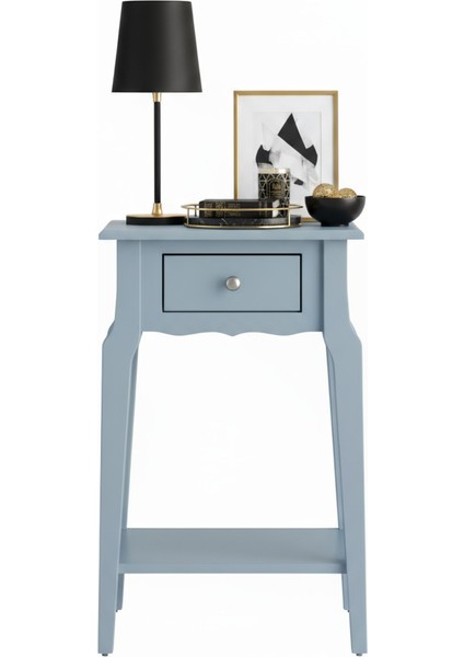 Masif Konik Mavi Raflı Komodin - Mini Dresuar modelleri