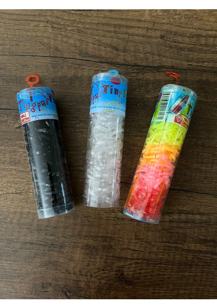 3 Kutu Tüp Içinde Renkli Siyah Şeffaf Saç Örgü Lastiği Perma Ince Lastik Toka