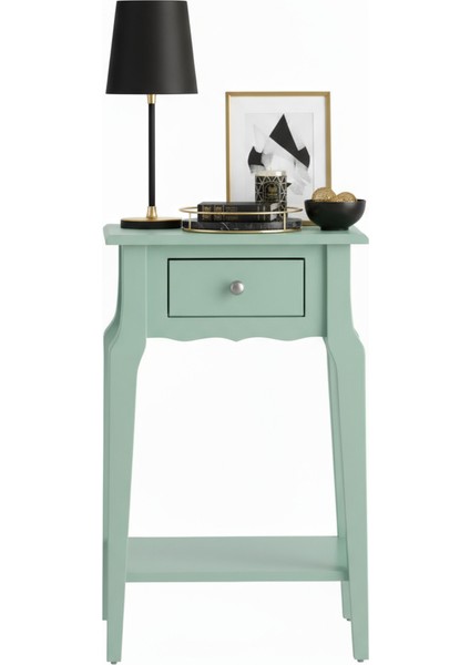 Masif Konik Su Yeşili Raflı Komodin - Mini Dresuar fiyatları