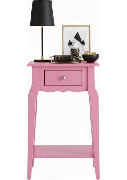 Masif Konik Pembe Raflı Yan Sehpa - Saksılık fiyatları