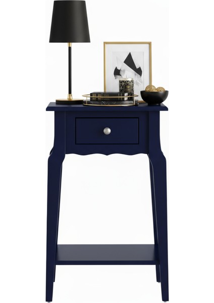 Masif Konik Lacivert Raflı Komodin - Mini Dresuar fiyatları