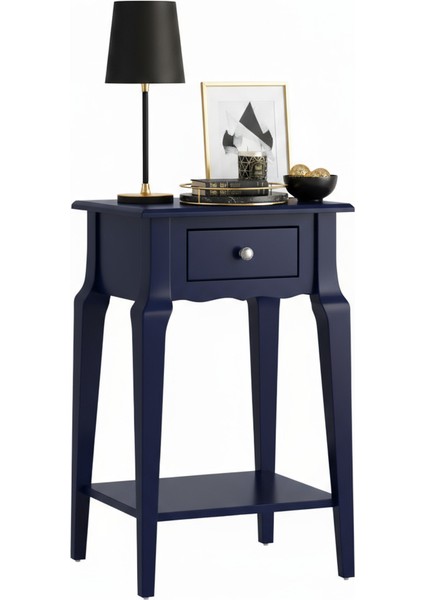 Masif Konik Lacivert Raflı Komodin - Mini Dresuar modelleri