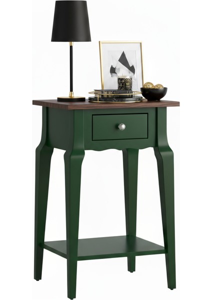 Masif Konik Yeşil Ceviz Raflı Komodin - Mini Dresuar fiyatları