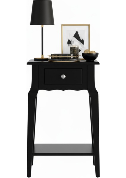 Masif Konik Siyah Raflı Yan Sehpa - Saksılık fiyatları