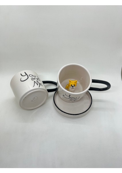 Kedili Kupa El Yapımı Seramik Kupa ve Tabak