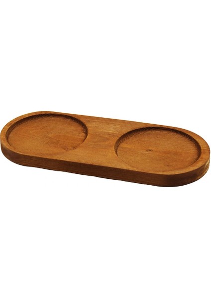 2 BÖLMELİ - OVAL KOYU RENK=KAHVERENGİ AHŞAP YAĞDANLIK ALTLIK 27X12.5CM (4887)