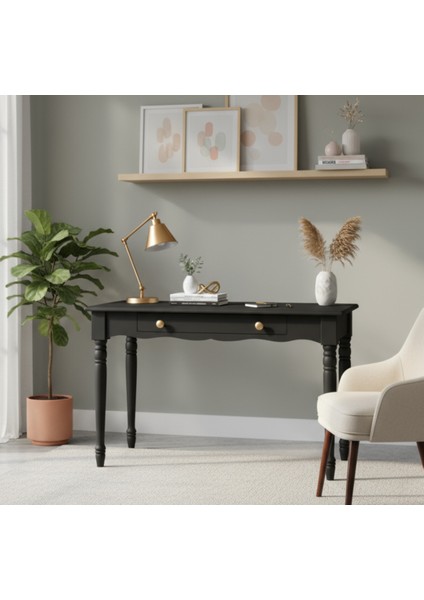100 cm Masif Siyah Tornalı Çalışma Masası